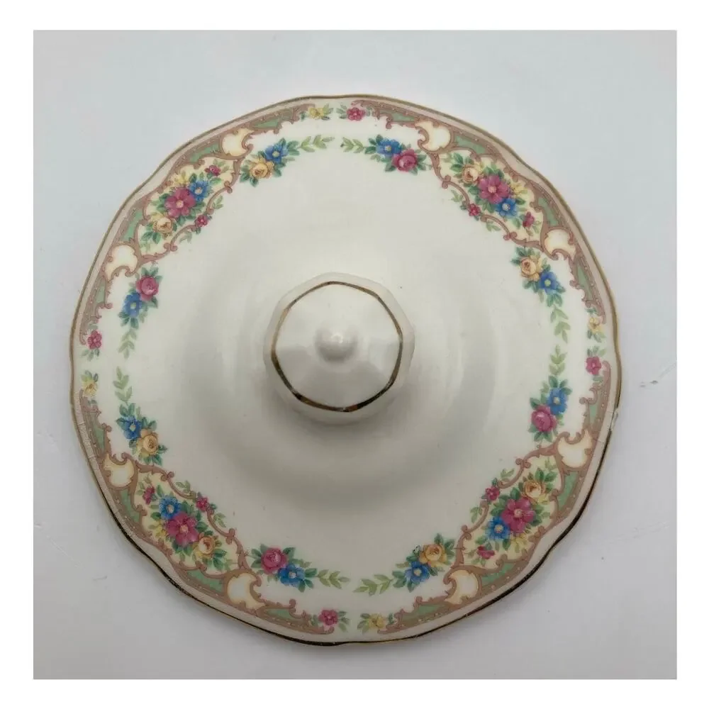 Vintage 1920's-1930's Mildred Pattern Mount Clemens Gold Rim Sugar bowl with Lid